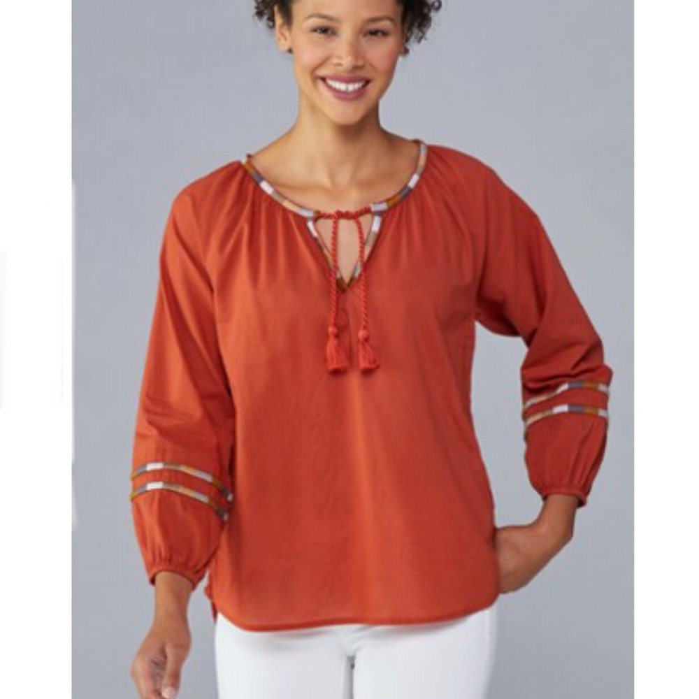 prAna Atlantis Terracotta peasant blouse
